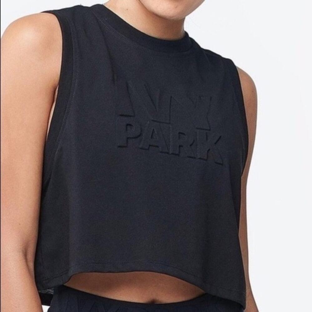 Ivy Park Black Embossed Logo Crop Tank Top Small